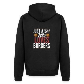 Just A Girl Who Loves Burgers Hamburger Food Meat - Unisex Premium Bio Zip Hoodie - Schwarz - Hinten - Nico (187cm)