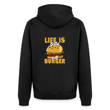 La vie est meilleure avec burger viande petits pains nourriture hamburger - Veste à capuche bio Premium Unisexe - noir - Dos - Nico (187cm)