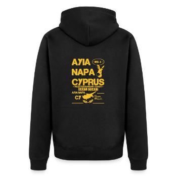 Zypern - cyprus - Ayia Napa - Unisex Premium Bio Zip Hoodie - Schwarz - Hinten - Nico (187cm)