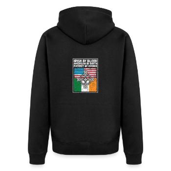 Irisch durch Blut Amerikanisch durch Geburt - Unisex Premium Bio Zip Hoodie - Schwarz - Hinten - Nico (187cm)
