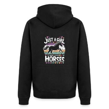 Cadeau d’amant de cheval juste une fille qui aime les chevaux - Veste à capuche bio Premium Unisexe - noir - Dos - Nico (187cm)