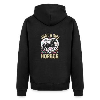 Cadeau d’amant de cheval juste une fille qui aime les chevaux - Veste à capuche bio Premium Unisexe - noir - Dos - Nico (187cm)