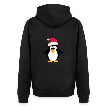 Weihnachten Pinguin - Unisex Premium Bio Zip Hoodie - Schwarz - Hinten - Nico (187cm)