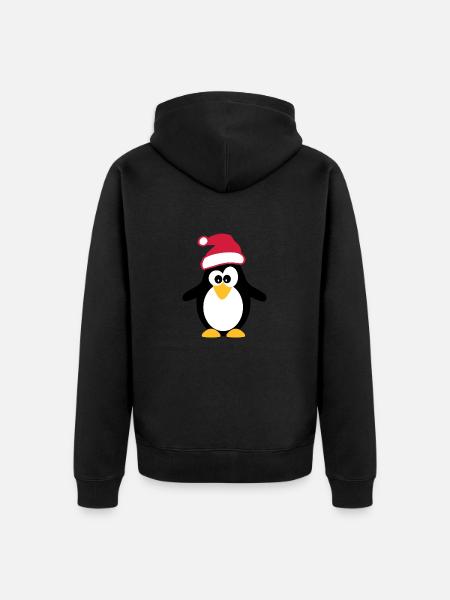 Christmas Penguin - Unisex Premium Organic Zip Hoodie - black