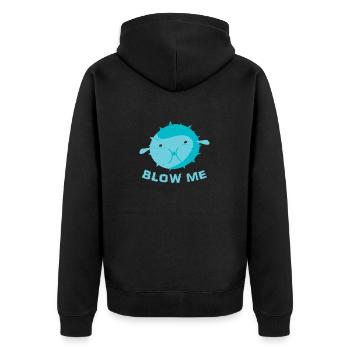 Blow Me T-Shirt - Blague Funny Blowfish Poisson grossier - Veste à capuche bio Premium Unisexe - noir - Dos - Nico (187cm)