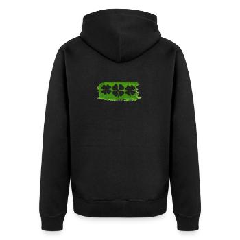 Irischer Stolz Kleeblatt Heiliger Irland - Unisex Premium Bio Zip Hoodie - Schwarz - Hinten - Nico (187cm)