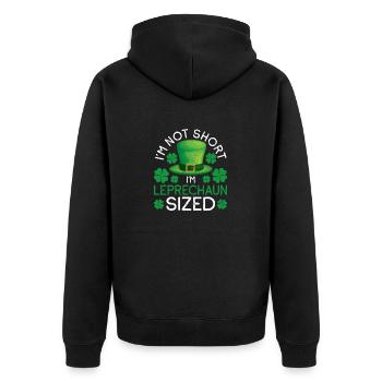 Ich bin nicht klein, ich bin ein Kobold, lustig - Unisex Premium Bio Zip Hoodie - Schwarz - Hinten - Nico (187cm)