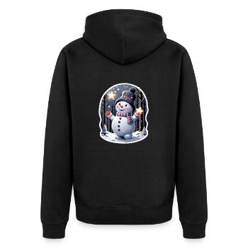 Schneemann - Unisex Premium Bio Zip Hoodie - Schwarz - Hinten - Nico (187cm)