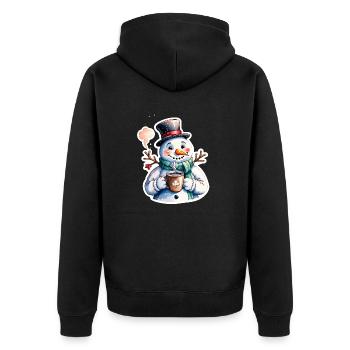 Schneemann - Unisex Premium Bio Zip Hoodie - Schwarz - Hinten - Nico (187cm)