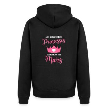 Les plus bellas princess sont nees en mars - Veste à capuche bio Premium Unisexe - noir - Dos - Nico (187cm)