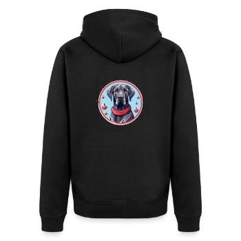 Große Dogge Hund Weihnachten, Liebe Hunde - Unisex Premium Bio Zip Hoodie - Schwarz - Hinten - Nico (187cm)