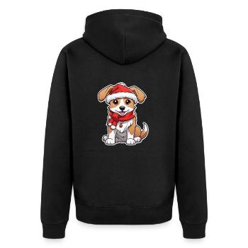 chien avec bonnet de noel - Veste à capuche bio Premium Unisexe - noir - Dos - Nico (187cm)