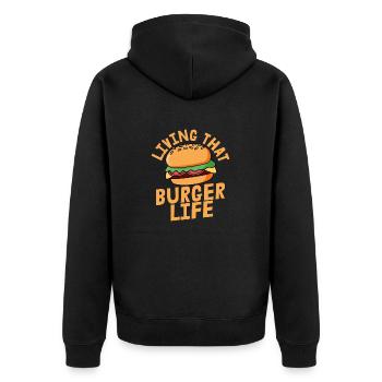 Vivre que Burger Life Hamburger Nourriture Pain à la viande - Veste à capuche bio Premium Unisexe - noir - Dos - Nico (187cm)
