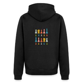 Schachspieler Stücke Retro Master Club Lustige - Unisex Premium Bio Zip Hoodie - Schwarz - Hinten - Nico (187cm)
