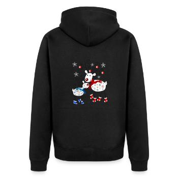Rentier mit Socken - Unisex Premium Bio Zip Hoodie - Schwarz - Hinten - Nico (187cm)