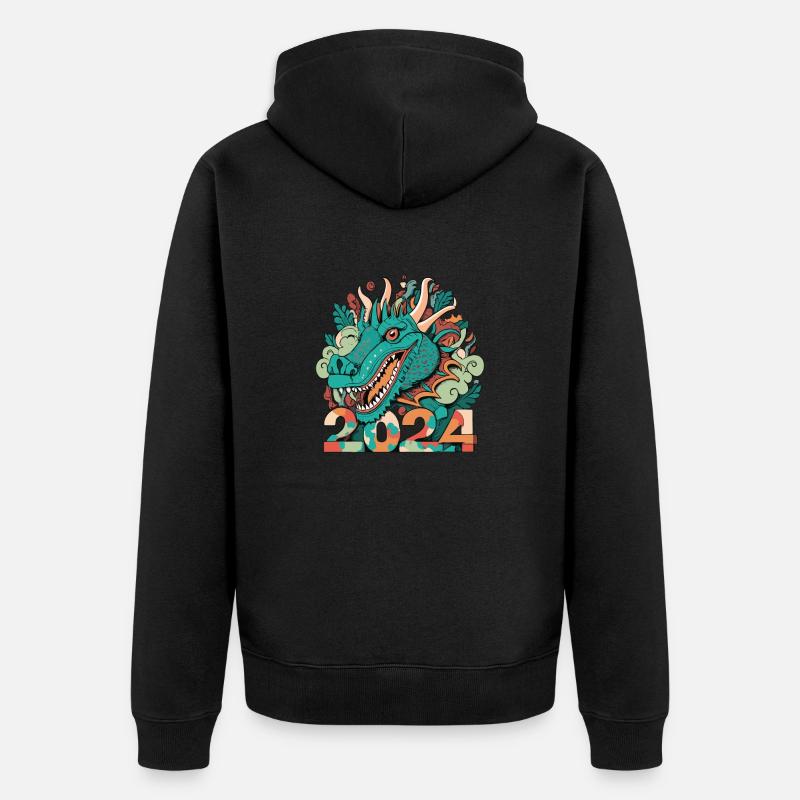 BONNE ANNÉE DRAGON 2024 - Veste à capuche bio Premium Unisexe - noir