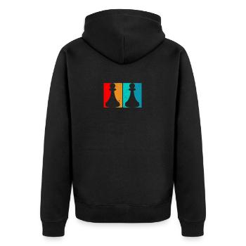Schach Schachfiguren Bauer Spieler Retro Vintage - Unisex Premium Bio Zip Hoodie - Schwarz - Hinten - Nico (187cm)