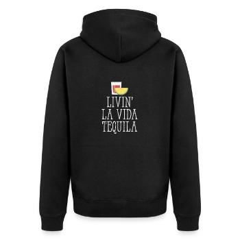 Livin La Vida Tequila Lustiges mexikanisches Alkoholgetränk - Unisex Premium Bio Zip Hoodie - Schwarz - Hinten - Nico (187cm)