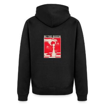 Sei die Königin Schachspieler Lustiges Brettspiel - Unisex Premium Bio Zip Hoodie - Schwarz - Hinten - Nico (187cm)