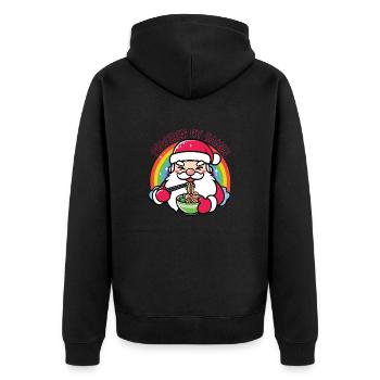 Santa eating ramen, Powered by Ramen - Unisex Premium Organic Zip Hoodie - black - Back - Nico (187cm)