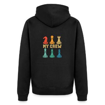Meine Mannschaft Schachspieler Lustiges Retro - Unisex Premium Bio Zip Hoodie - Schwarz - Hinten - Nico (187cm)
