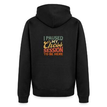 J’ai interrompu ma session d’échecs pour rester ici - Veste à capuche bio Premium Unisexe - noir - Dos - Nico (187cm)