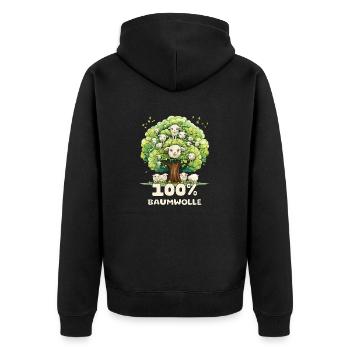 Lustiges Wortspiel; 100 % Baumwolle - Unisex Premium Bio Zip Hoodie - Schwarz - Hinten - Nico (187cm)