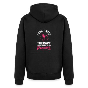 Ich brauche keine Therapie, ich muss nur tanzen - Unisex Premium Bio Zip Hoodie - Schwarz - Hinten - Nico (187cm)