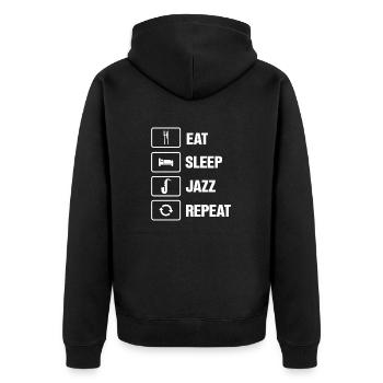 Eat Sleep Jazz Repeat Fun Music Routine Saxophon - Unisex Premium Bio Zip Hoodie - Schwarz - Hinten - Nico (187cm)