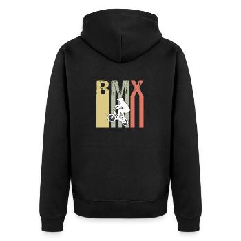 Vintage Retro BMX Geschenkidee - Unisex Premium Bio Zip Hoodie - Schwarz - Hinten - Nico (187cm)