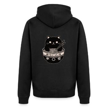Ramen Powered Cat , classic - Unisex Premium Organic Zip Hoodie - black - Back - Nico (187cm)