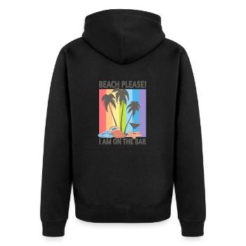 Beach please - Unisex Premium Organic Zip Hoodie - black - Back - Nico (187cm)