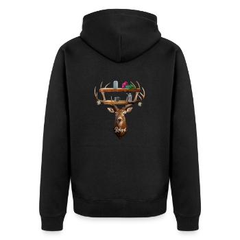 Geweih, Reh + Regal = Rehgal Design by summitXpeak - Unisex Premium Bio Zip Hoodie - Schwarz - Hinten - Nico (187cm)