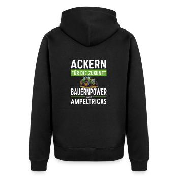 Ackern Für Die Zukunft - Bauernprotest 2024 - Unisex Premium Bio Zip Hoodie - Schwarz - Hinten - Nico (187cm)