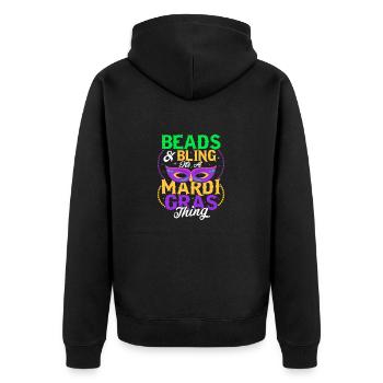 Beads & Bling It's A Mardi Gras Thing Carnival Par - Unisex Premium Bio Zip Hoodie - Schwarz - Hinten - Nico (187cm)