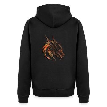 Fantasy Drache Anime Drachenkopf Mythisches Reptil - Unisex Premium Bio Zip Hoodie - Schwarz - Hinten - Nico (187cm)