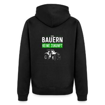 Ohne Bauern Keine Zukunft - Bauernprotest 2024 - Unisex Premium Bio Zip Hoodie - Schwarz - Hinten - Nico (187cm)