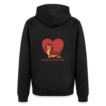 dachshund, love, valentine's day, valentine's day - Unisex Premium Organic Zip Hoodie - black - Back - Nico (187cm)