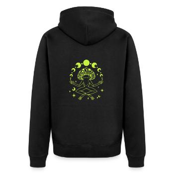 Frog In a Yoga Meditating Pose - Unisex Premium Organic Zip Hoodie - black - Back - Nico (187cm)