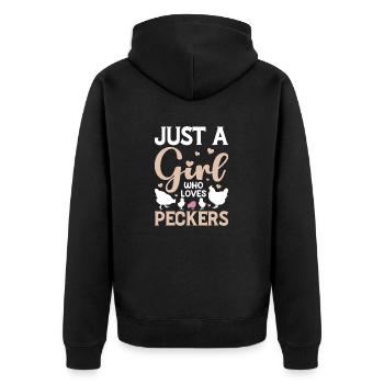 einfach ein Mädchen, das Schwänze liebt - Unisex Premium Bio Zip Hoodie - Schwarz - Hinten - Nico (187cm)