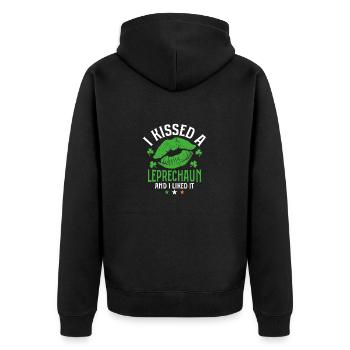 I Kissed A Leprechaun And I Liked It - Unisex Premium Bio Zip Hoodie - Schwarz - Hinten - Nico (187cm)