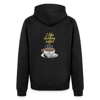 Tasse Kaffee - Unisex Premium Bio Zip Hoodie - Schwarz - Hinten - Nico (187cm)