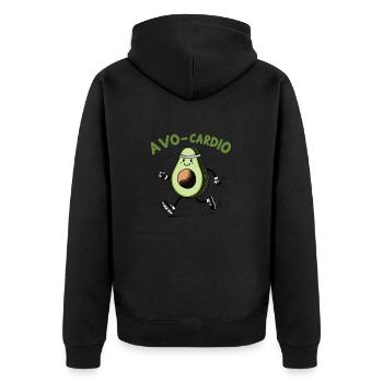 Laufen Avocado, Avo-Cardio - Unisex Premium Bio Zip Hoodie - Schwarz - Hinten - Nico (187cm)