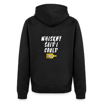 funny excuse - Unisex Premium Organic Zip Hoodie - black - Back - Nico (187cm)