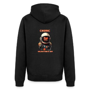Cosmic Valentine's Day - Unisex Premium Organic Zip Hoodie - black - Back - Nico (187cm)