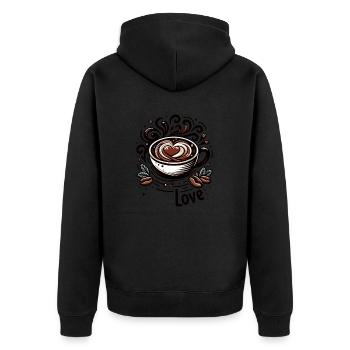Kaffeeliebe - Unisex Premium Bio Zip Hoodie - Schwarz - Hinten - Nico (187cm)