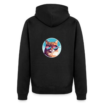 Sun-Purred Kitty Gleam - Unisex Premium Bio Zip Hoodie - Schwarz - Hinten - Nico (187cm)