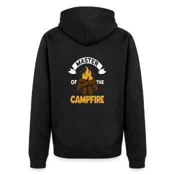 Master Of The Campfire - Unisex Premium Bio Zip Hoodie - Schwarz - Hinten - Nico (187cm)