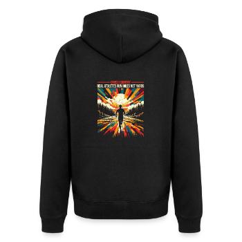 Cross Country - Real Athletes Run Miles Not Yards - Unisex Premium Organic Zip Hoodie - black - Back - Nico (187cm)