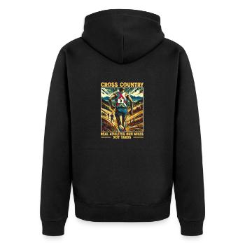 Cross-country - Les vrais athlètes courent des kilomètres et non des verges - Veste à capuche bio Premium Unisexe - noir - Dos - Nico (187cm)